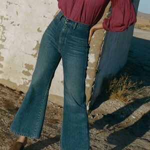 Doen Melody Jeans in Albi Wash Size 32 Wide Leg Denim 100% Organic Cotton